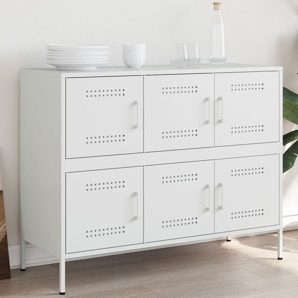 vidaXL Buffet blanc 100,5x39x79 cm acier