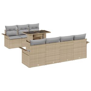 vidaXL Ensemble de canap&eacute; de jardin 8 pcs Beige Poly rotin