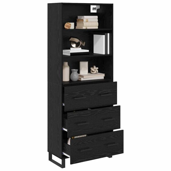 vidaXL Haut Armoire Ch&ecirc;ne noir 69,5 x 34 x 180 cm Bois d'ing&eacute;nierie