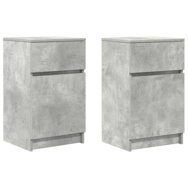 vidaXL Tables de chevet 2 pcs gris béton 39x35x65 cm bois ingénierie