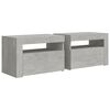 vidaXL Tables de chevet 2 pcs avec LED Gris béton 60x35x40 cm