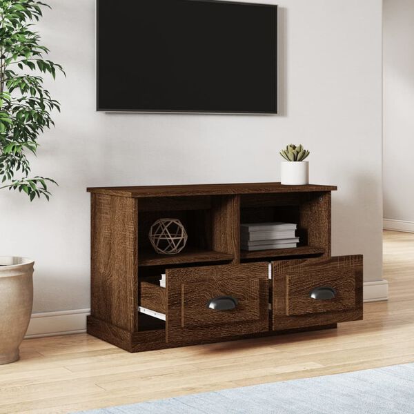 vidaXL Meuble TV ch&ecirc;ne marron 80x35x50 cm bois d'ing&eacute;nierie