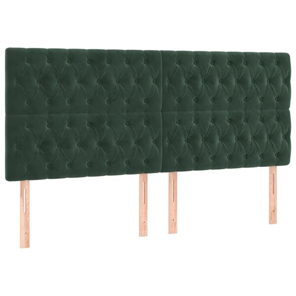 vidaXL T&ecirc;te de lit &agrave; LED Vert fonc&eacute; 180x7x118/128 cm Velours