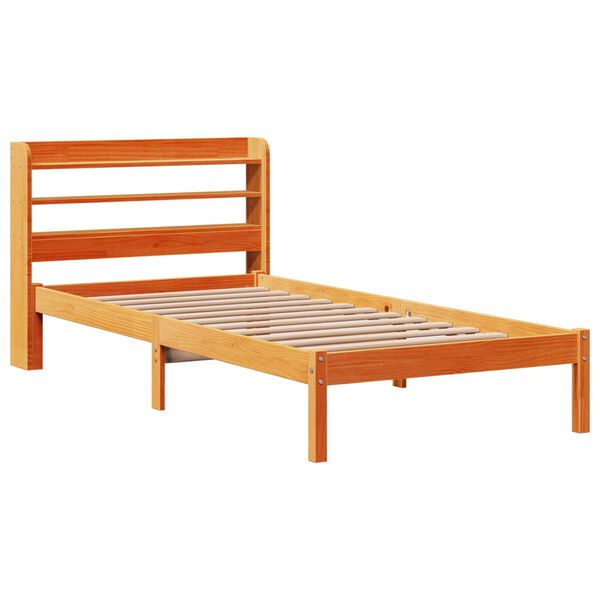 vidaXL Cadre de lit et t&ecirc;te de lit sans matelas cire marron 100x200 cm
