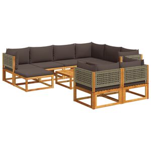 vidaXL Ensemble de canap&eacute;s de jardin 10 pi&egrave;ces avec coussins en bois d'acacia et rotin