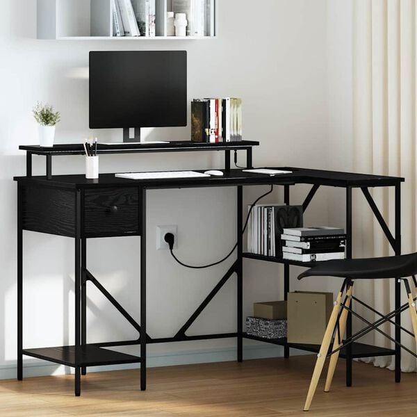 vidaXL Bureau Ch&ecirc;ne noir 120 x 79 x 86,5 cm Bois d'ing&eacute;nierie