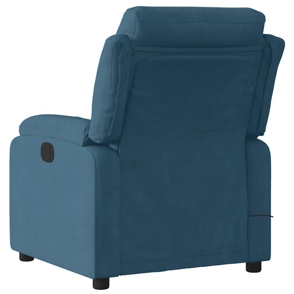 vidaXL Fauteuil inclinable de massage bleu velours
