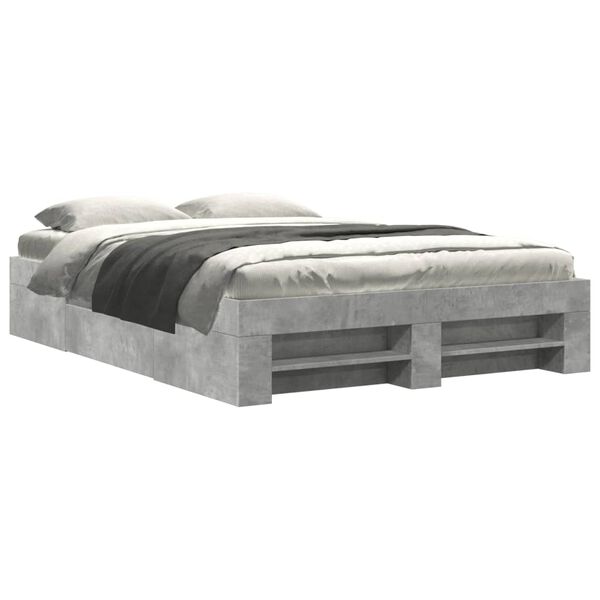 vidaXL Cadre de lit sans matelas gris béton 140x190 cm bois ingénierie