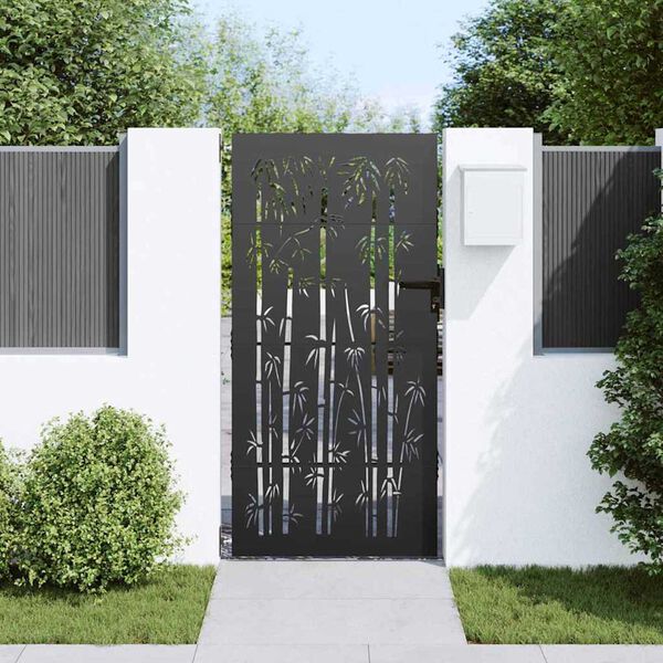 vidaXL Portail de jardin 85x200 cm acier corten design de bambou