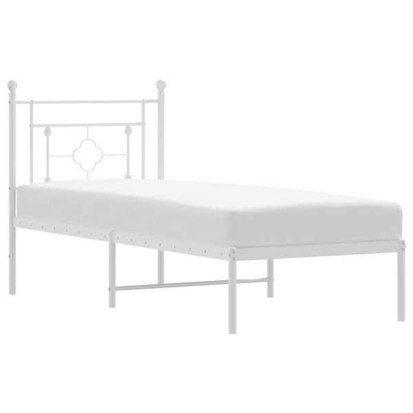 vidaXL Cadre de lit m&eacute;tal sans matelas avec t&ecirc;te de lit blanc 80x200cm
