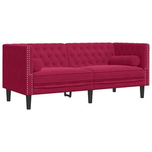 vidaXL Canap&eacute; Chesterfield avec traversins 2 places velours