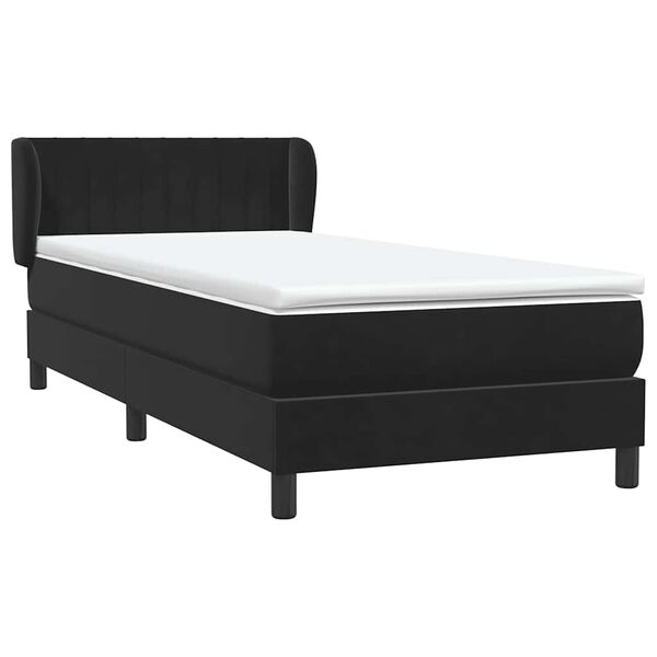 vidaXL Sommier &agrave; lattes de lit avec matelas noir 100x220 cm velours