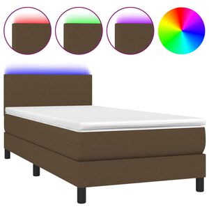 vidaXL Sommier &agrave; lattes de lit et matelas et LED Marron fonc&eacute; 90x200cm