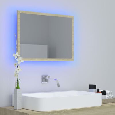 vidaXL Miroir LED de salle de bain Chêne sonoma 60x8,5x37 cm Acrylique