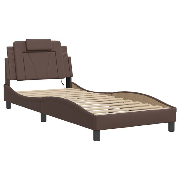 vidaXL Cadre de lit Viana avec LED sans matelas marron 80x200 cm