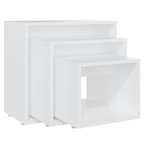 vidaXL Tables gigognes 3 pcs Blanc Agglom&eacute;r&eacute;