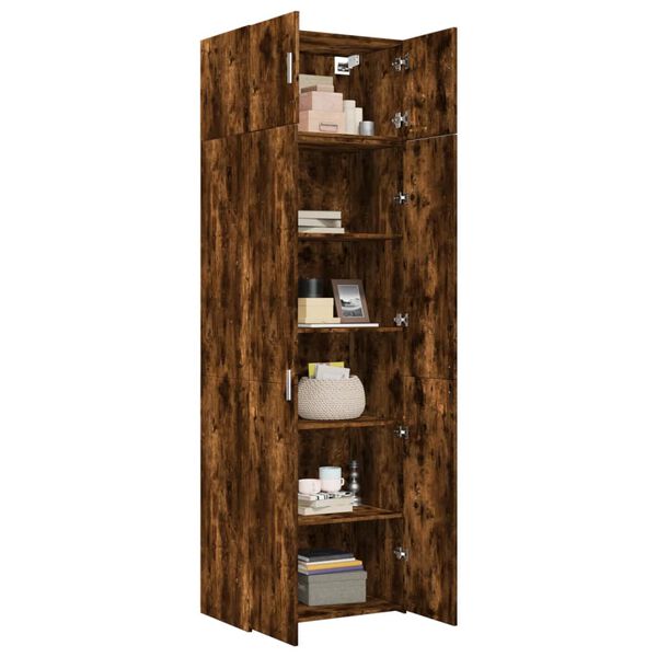 vidaXL Armoire de rangement chêne fumé 70x42,5x225cm bois d'ingénierie