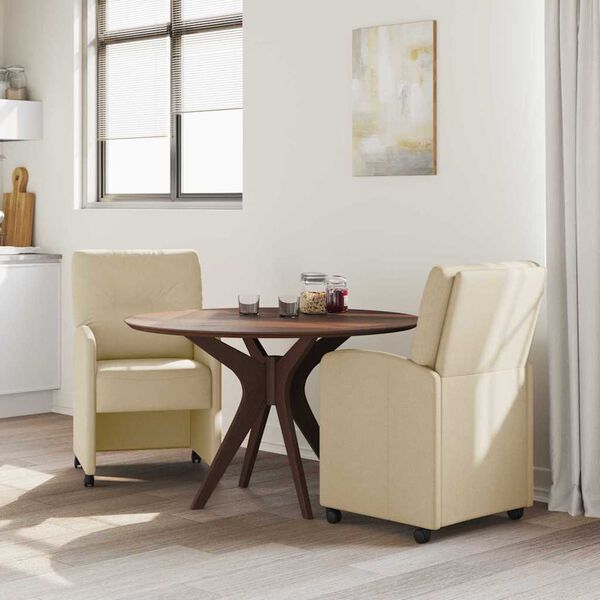 vidaXL Chaises de Salle à Manger avec Roues avec des roues 2 pcs Crème
