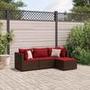 vidaXL Salon de jardin 4 pcs avec coussins Marron R&eacute;sine tress&eacute;e