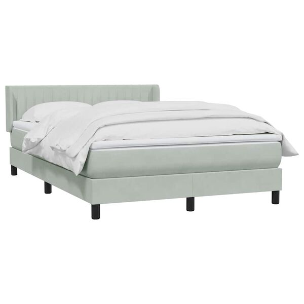 vidaXL Sommier &agrave; lattes de lit et matelas gris clair 160x220cm velours