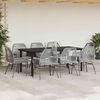 vidaXL Ensemble &agrave; manger jardin coussins 9 pcs gris poly rotin verre