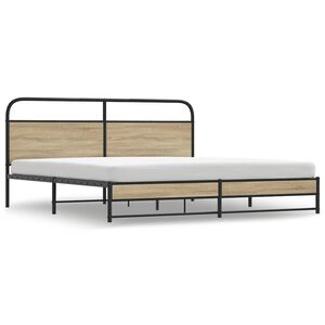 vidaXL Cadre de lit en m&eacute;tal sans matelas ch&ecirc;ne fum&eacute; 180x200 cm