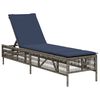 vidaXL Chaise longue avec coussin gris r&eacute;sine tress&eacute;e