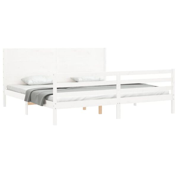vidaXL Cadre de lit sans matelas blanc bois massif