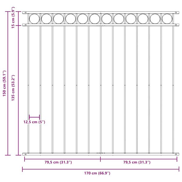 vidaXL Panneau de cl&ocirc;ture Assen en acier noir 1,7&nbsp;x&nbsp;1,5&nbsp;m