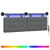 vidaXL T&ecirc;te de lit suspendue Avec lumi&egrave;re LED Gris fonc&eacute; Tissu