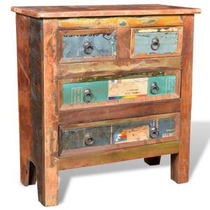 vidaXL Armoire avec 4 tiroirs Bois massif de r&eacute;cup&eacute;ration