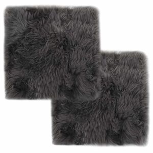 vidaXL Coussins de chaise lot de 2 Gris clair 40x40cm Mouton v&eacute;ritable