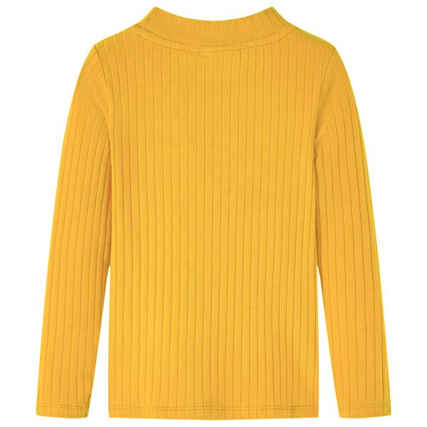 T-shirt enfants à manches longues tricot côtelé ocre foncé 140