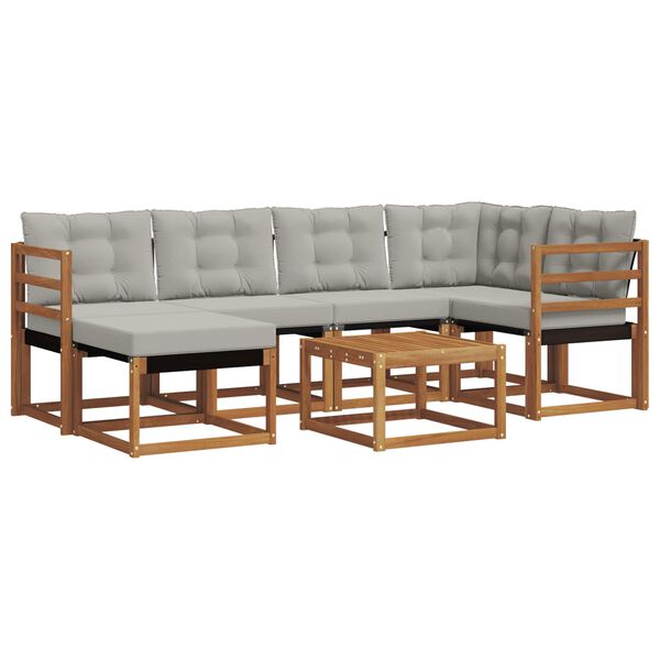 vidaXL Ensemble de canap&eacute;s d'ext&eacute;rieur 7 pcs Gris Naturel et Clair