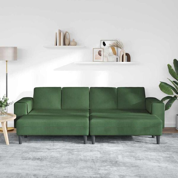 vidaXL Sofa en tissu avec coussin Vert foncé Tissu en velours côtelé