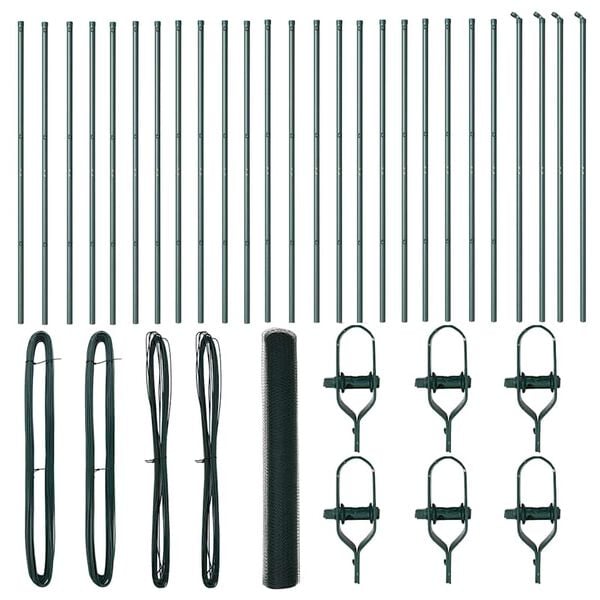 vidaXL Poteau de clôture. Vert 50 x 1,4 m (maillage de 25 mm)