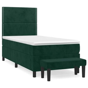 vidaXL Sommier &agrave; lattes de lit avec matelas Vert fonc&eacute; 90x190 cm