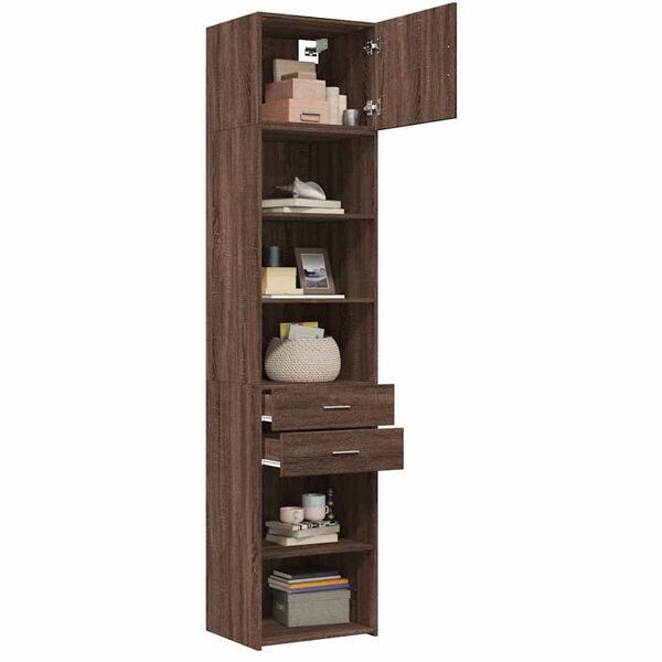 vidaXL Armoire de rangement mince chêne marron 50x42,5x225 cm