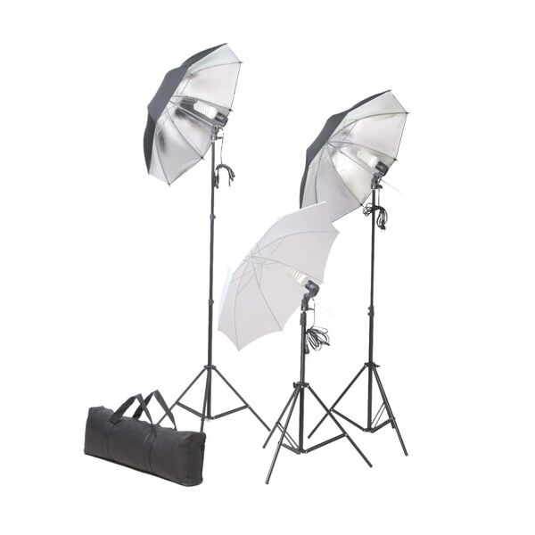 vidaXL Kit de studio photo avec lampes toile de fond et r&eacute;flecteur