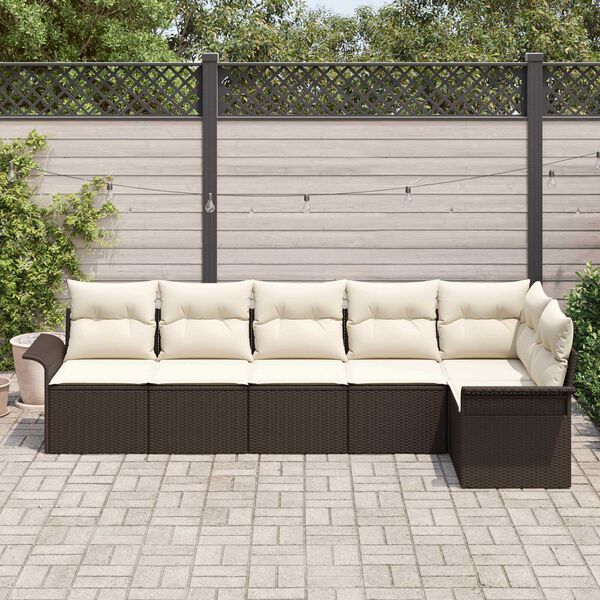 vidaXL Ensemble de canap&eacute; de jardin 6 pcs Marron Poly rotin