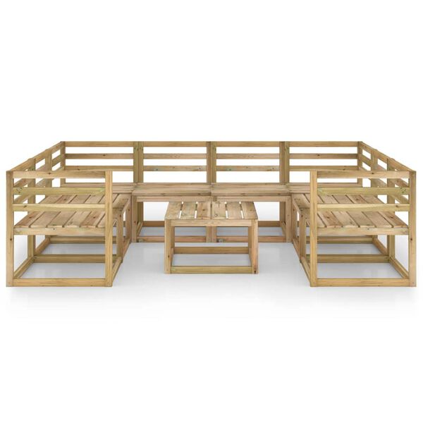 vidaXL Salon de jardin 9 pcs bois de pin impr&eacute;gn&eacute; de vert