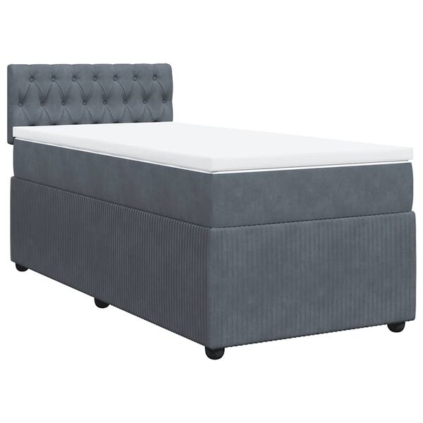 vidaXL Sommier à lattes de lit et matelas Gris foncé 90x190 cm Velours