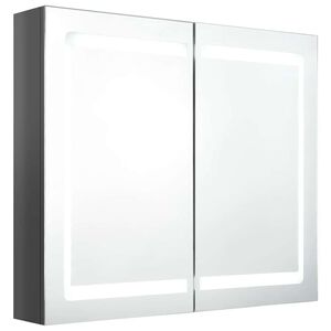 vidaXL Armoire de salle de bain &agrave; miroir LED Gris brillant 80x12x68 cm