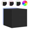 vidaXL Meuble TV mural avec lumi&egrave;res LED noir 30,5x35x30 cm