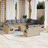 vidaXL Salon de jardin avec coussins 14 pcs beige r&eacute;sine tress&eacute;e