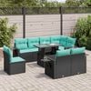 vidaXL Salon de jardin avec coussins 9 pcs noir r&eacute;sine tress&eacute;e acacia