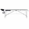 vidaXL Table de massage pliable 3 zones Aluminium Noir et blanc