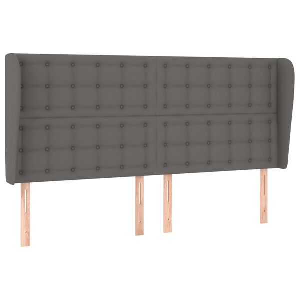 vidaXL Tête de lit avec oreilles Gris 183x23x118/128 cm Similicuir