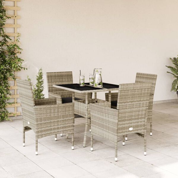 vidaXL Ensemble &agrave; manger de jardin avec coussins 5 pcs rotin et verre