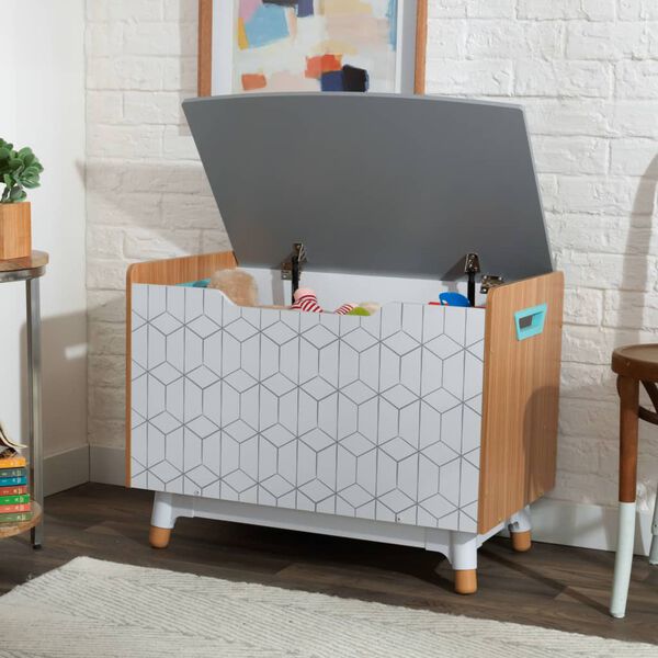 KidKraft Coffre &agrave; jouets pour enfants Mid-Century Modern Gris